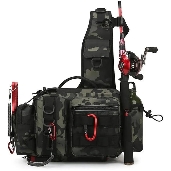 Bolsa de Pesca Sling com Porta-Cana — o equipamento num ombro só