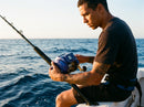 Carretilha Elétrica Daiwa Seapower 1200 em uso: brigando com o peixe, vara dobrada