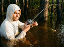 Carretilha Shimano Metanium em uso: brigando com o peixe, vara dobrada