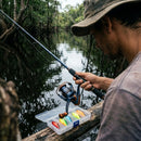 Kit de Pesca Tio Pigui Começo de Conversa — Tudo separado em cima da caixa