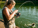 Molinete Shimano Aero Technium MgS 14000 em uso: brigando com um bom peixe