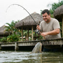Molinete Shimano Stella FK em uso: brigando com um bom peixe