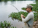 Vara Shimano Borderless 345XXH-TK em uso: brigando com o peixe, vara arqueada