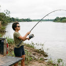 Vara Shimano Surf Chaser em uso: arremesso com a vara carregada