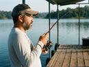 Vara Shimano World Shaula em uso: brigando com o peixe, vara arqueada